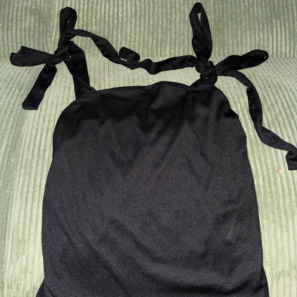 SHEIN Black Tie-Strap Tank Top